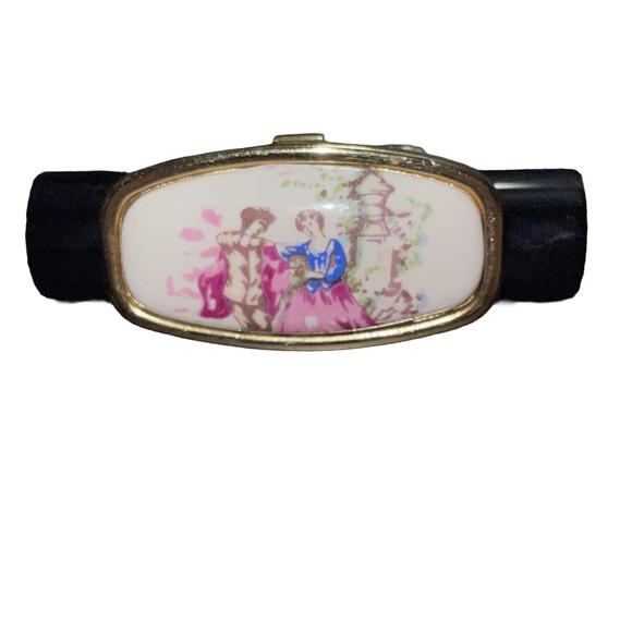 Other - Vintage Lipstick mirror Holder Enamel with Romantic Scene